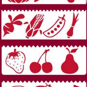 8er Set Früchte Obst Gemüse Schablone Scrapbooking fruit Stencil DIY Basteln Druck Malen Bild 2