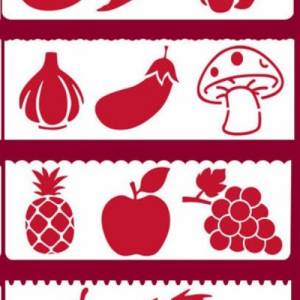 8er Set Früchte Obst Gemüse Schablone Scrapbooking fruit Stencil DIY Basteln Druck Malen Bild 3