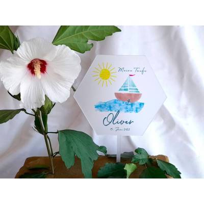 Caketopper Pflanzenstecker Acryl Holz Segelboot