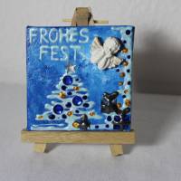 Minibild FROHES FEST , kleine Collage Weihnachtsdeko mit Engel aus Polyresin, nette Tischdeko oder Gastgeschenk Bild 3