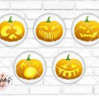 Glas Cabochon mit Motiv Halloween, Kürbis, Geister, Fotocabochon, Handmade Cabochon, verschiedene Größen, Motivcabochon Bild 1