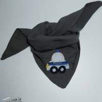 Kinder Musselin Tuch Halstuch Dreieckstuch anthrazit aus Musselin, bestickt mit Polizei Bild 1
