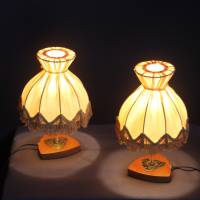 Paar Vintage Nachttisch Lampen mit Fransen Bild 3