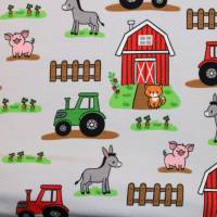 14,30 EUR/m Jersey Bauernhof Traktor Tiere auf hellgrau Baumwolljersey Bild 5