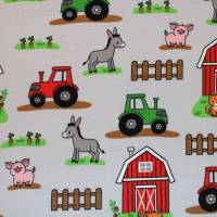 14,30 EUR/m Jersey Bauernhof Traktor Tiere auf hellgrau Baumwolljersey Bild 6