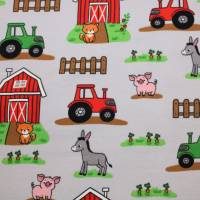 14,30 EUR/m Jersey Bauernhof Traktor Tiere auf hellgrau Baumwolljersey Bild 7