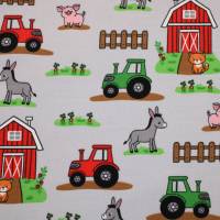 14,30 EUR/m Jersey Bauernhof Traktor Tiere auf hellgrau Baumwolljersey Bild 8