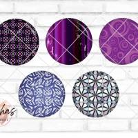 Glas Cabochon mit Motiv Mandala Mosaik Muster Lila Violett, Fotocabochon, Handmade Cabochon, verschiedene Größen, Motivc Bild 1