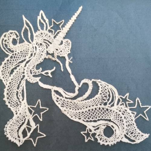 Einhorn Unicorn Klöppelbrief als PDF Download