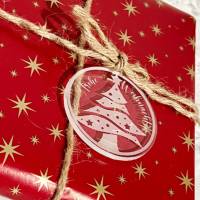 Weihnachtsbaumschmuck, Geschenkeanhänger Acryl mit Wunschgravur - Motiv Tannenbaum Bild 1