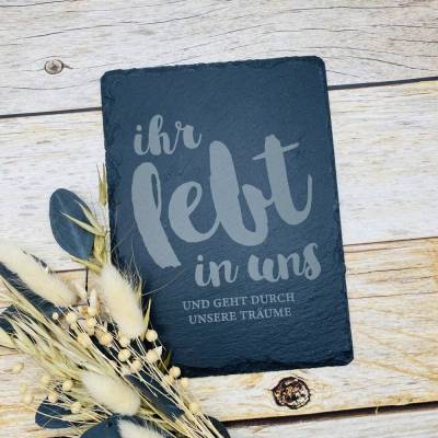 Gedenkplatte für Grab | Steinplatte mit Gravur | Stein für Grabschmuck | Grabdekoration aus Naturstein