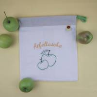 Apfeltasche "Grüner Apfel" - Baumwollbeutel mit Stickerei-Motiv und Schrifzug Bild 1