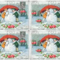 Reispapier - Motiv Strohseide - A4 - Decoupage - Vintage - Weihnachten - Schneemann - Winter- 19553 Bild 3
