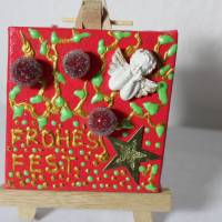 Minibild FROHES FEST , kleine Collage Weihnachtsdeko mit Engel aus Polyresin, nette Tischdeko oder Gastgeschenk Bild 3