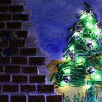 Wanddeko GRAFFITI künstlerischer abstrakter Weihnachtsbaum auf einem Keilrahmen Künstlerbaum mit LED-Beleuchtung Bild 10