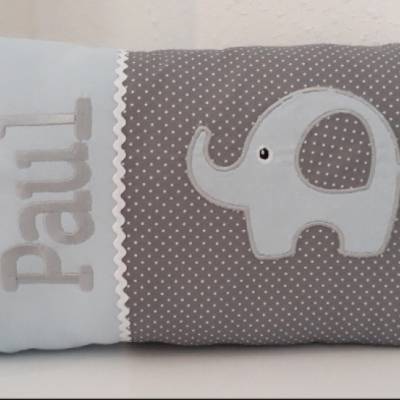 Kissen mit Elefanten - Appli und personalisierten Namen