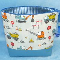 Kulturbeutel für Kinder mit Baustellenfahrzeugen | Windeltasche | Waschtasche für unterwegs Bild 3