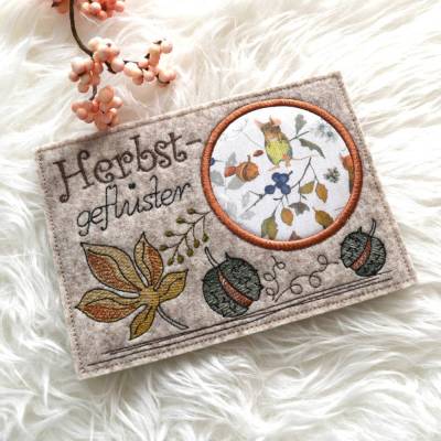 Stickdatei Herbst Untersetzer Mugrug Kastanien Herbstgeflüster