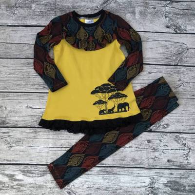 wunderschöne Kombi gr.104 * Leggings & Shirt * Afrika-Design mit Elefanten