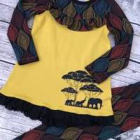 wunderschöne Kombi gr.104  * Leggings & Shirt * Afrika-Design mit Elefanten Bild 2