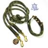 Leine Halsband Set für mittelgroße und große Hunde, verstellbar oliv, grün, beige, Wunschlänge Bild 3