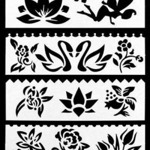 8er Set Blätter Blumen Pflanzen Schablone Scrapbooking Stencil DIY Basteln Druck Malen Bild 2
