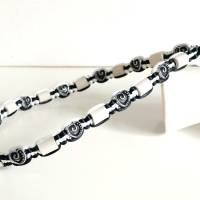 EM-Keramik Halsband Schwarz / Weiß mit Herzperlen Bild 1