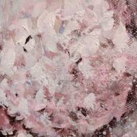 WINTER-HORTENSIEN-MÄDCHEN - Gemälde mit verschneiten Hortensien und Hermelin auf Leinwand 50cmx50cmx3,6cm Bild 9
