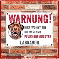 Hundeschild WARNUNG! mit Labrador, wetterbeständiges Warnschild Bild 2