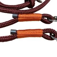 Leine Halsband Set verstellbar, weinrot, orange, ab 17 cm Halsumfang Bild 5