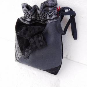 Tasche ,  Schmucktasche grau schwarz , Patchworktasche für Make up , Universaltasche Bild 4