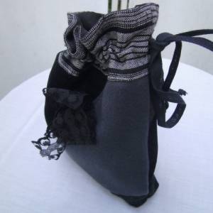 Tasche ,  Schmucktasche grau schwarz , Patchworktasche für Make up , Universaltasche Bild 7