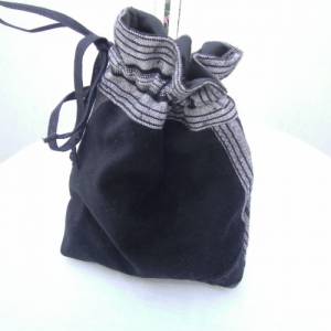 Tasche ,  Schmucktasche grau schwarz , Patchworktasche für Make up , Universaltasche Bild 8