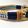 Leine Halsband Set natur royalblau, für kleine Hunde, verstellbar Bild 7