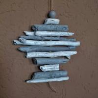 4 Fischanhänger aus Treibholz 11 - 22 cm türkis weiß grau Bild 7