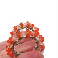 Creolen handgemacht Herbst orange und altrosa Glasperlen als 35 Millimeter große Ohrringe silberfarben hippy Schmuck Bild 3