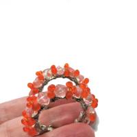 Creolen handgemacht Herbst orange und altrosa Glasperlen als 35 Millimeter große Ohrringe silberfarben hippy Schmuck Bild 4