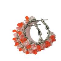 Creolen handgemacht Herbst orange und altrosa Glasperlen als 35 Millimeter große Ohrringe silberfarben hippy Schmuck Bild 5