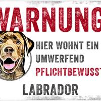 Hundeschild WARNUNG! mit Labrador, wetterbeständiges Warnschild Bild 1