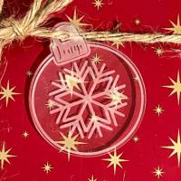 Weihnachtsbaumschmuck, Geschenkeanhänger Acryl mit Wunschgravur - Motiv Schneeflocke Bild 1