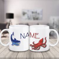 Tasse Hai mit Name aus Keramik / Personalisierbar Bild 3