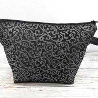 Elegante Projekttasche mit Reißverschluss Schwarz Silber in 3 Größen Bild 2