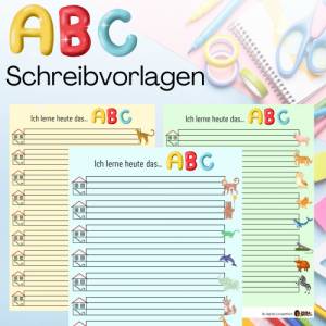 ABC Schreibvorlage für die Grundschule, zum Basteln, PDF zum Ausdrucken, Alphabet Lernhilfe, für die 1. Klasse Bild 1