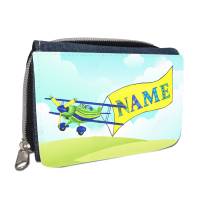 Flugzeug Geldbörse mit Namen / Geldbeutel Portemonnaie / Personalisierbar / für Kinder / Teenager / Geschenk Einschulung Bild 1