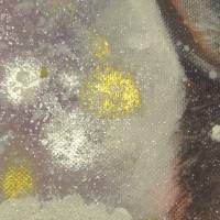 ENCHANTED FOREST III - Gemälde mit verschneiten Zapfen und Reh auf Leinwand 50cmx50cmx3,6cm Bild 10
