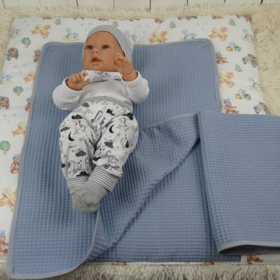 Wickeltischauflage Retro Spielzeit mit 2 Wechselbezügen, Wunschstoff wählbar