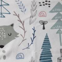 Girly Sweater/Winter mit Schößchen - Größe 98 - Tiere im Wald - weiß petrolgrün Bild 3