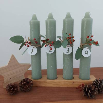Adventskranz aus Holz, Teelichthalter 4