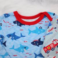 Longsleeve amerikanischer Ausschnitt  Fahrzeuge Wale Langarmshirt Kindershirt Biokleidung rot/mint/blau Bild 5