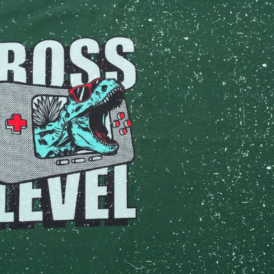  Sweat Panel T-Rex Boss Level, dunkelgrün 80cm x 155 cm Oeko-Tex® Standard 100(1St/17,-€) 